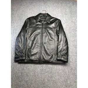 Marc New York Andrew Marc Mens Black Leather Full Zip Quilted Jacket Large